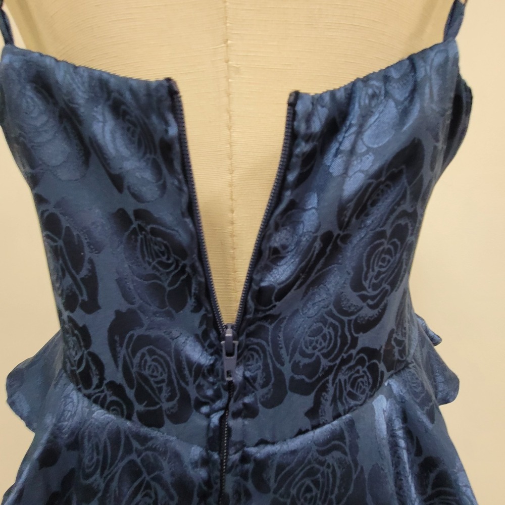 B Darlin Corset Coquette Dress Size 5/6 Whimsigoth Hoco Tiered Cap Floral Blue - Picture 4 of 13